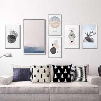 Black and White Geometric Pattern Christmas Tree Cotton Linen Square Throw Pillow Case Cushion Co... | Amazon (US)