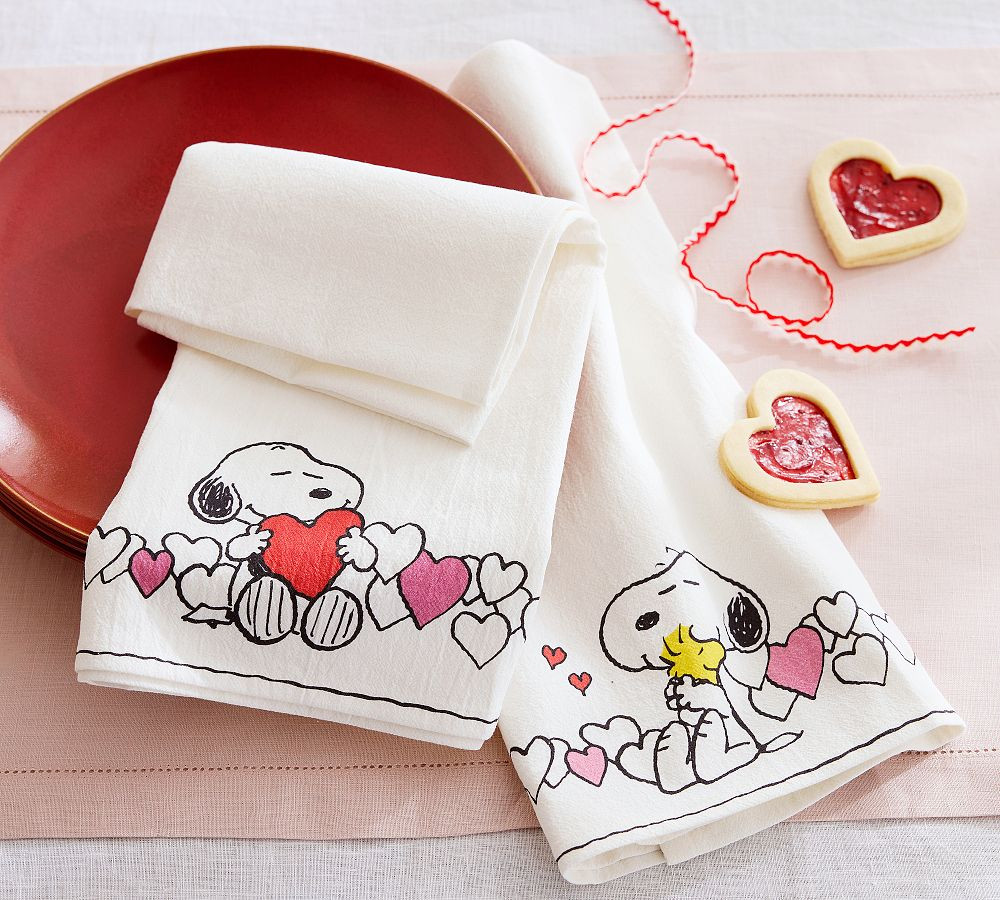 Peanuts Snoopy™ Hearts Cotton Tea Towels - Set of 2 | Pottery Barn (US)