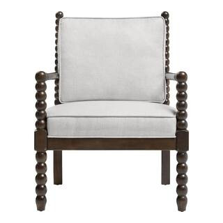 Classic Wood Spindle Upholstered Accent Chair in Biscuit (28" W) | The Home Depot