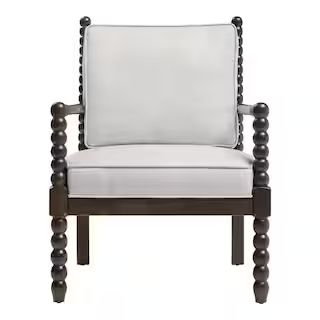 Classic Wood Spindle Upholstered Accent Chair in Biscuit (28" W) | The Home Depot