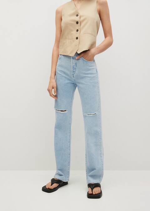 High waist straight jeans | MANGO (US)