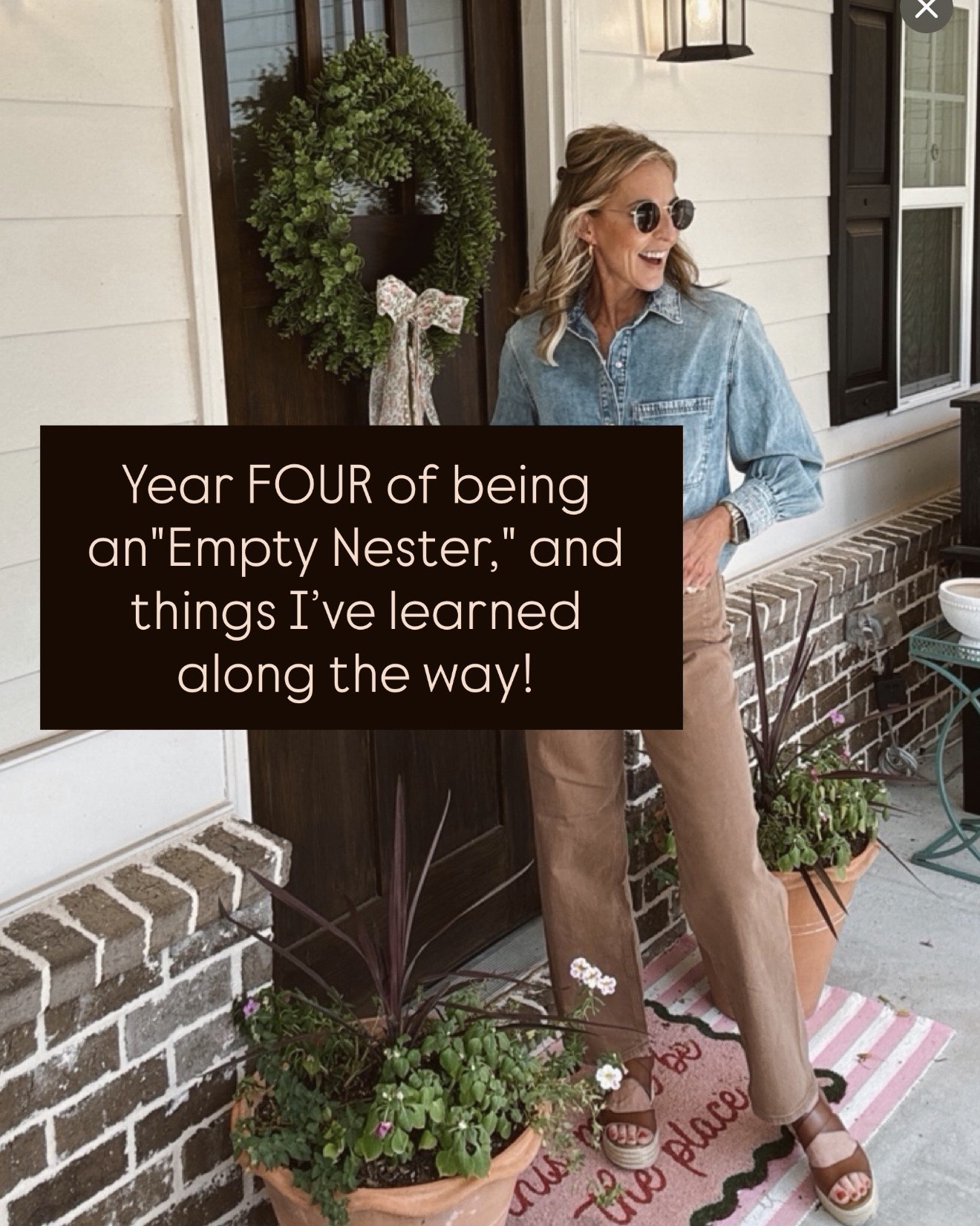 Four years into this empty nest season, and I’m still learning. 🤍 The house is quieter, the laundry is lighter, and somehow I’m learning to hold them a little looser, pray a little harder, date my husband again, enjoy the quiet, and soak up every hug when we’re together. Motherhood doesn’t end when they leave home—it just changes. Maybe the goal was never to keep them close, but to raise them well enough to fly and know they can always come home. Empty nest life isn’t empty—it’s just a different kind of full.

And because I KNOW you’re going to ask about the outfits… comment NEST and I’ll send you links to everything I’m wearing! 🤎

Empty nest mom, empty nester life, life after kids leave home, motherhood after 50, women over 50, parenting adult children, college mom life, boy mom, twin mom, midlife motherhood, life at 50, finding purpose in midlife, rediscovering yourself after motherhood, empty nest marriage, marriage after kids, letting go as a mom, parenting college kids, empty nest encouragement, midlife lifestyle, over 50 lifestyle, fall outfits for women over 50, over 50 fashion, mom style, fall outfit ideas

#LTKmomlife #LTKdayinmylife #LTKstorytime