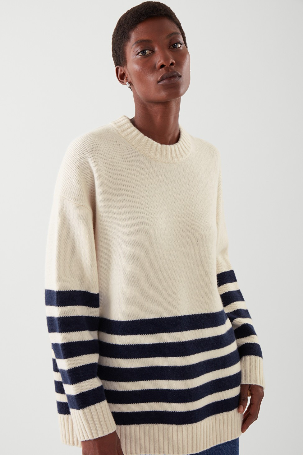 STRIPED CASHMERE JUMPER - CREAM / NAVY - COS | COS (US)