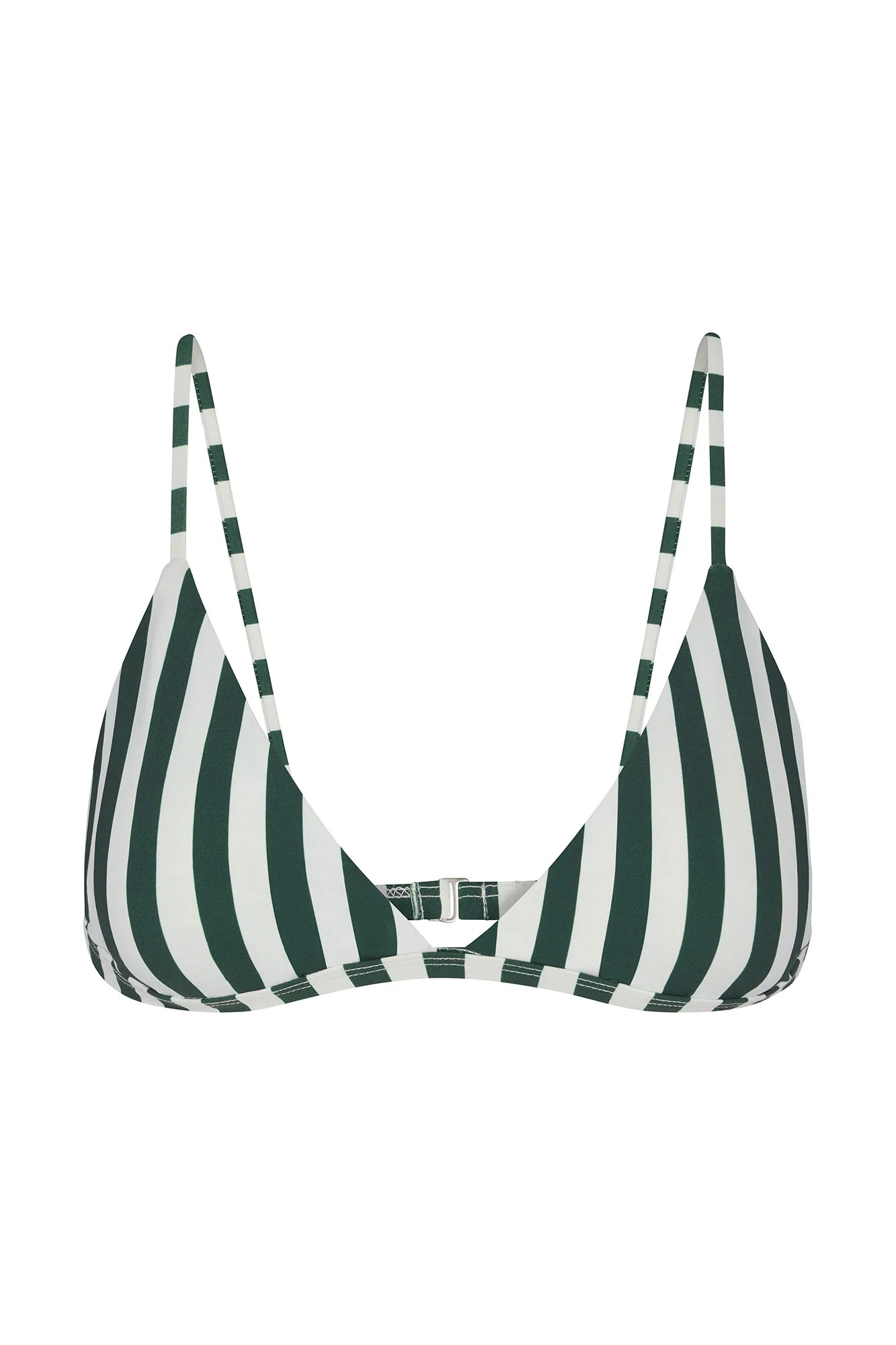 Classic Triangle Bikini Top in Green Vertical Stripes | Anemos Swim (US)