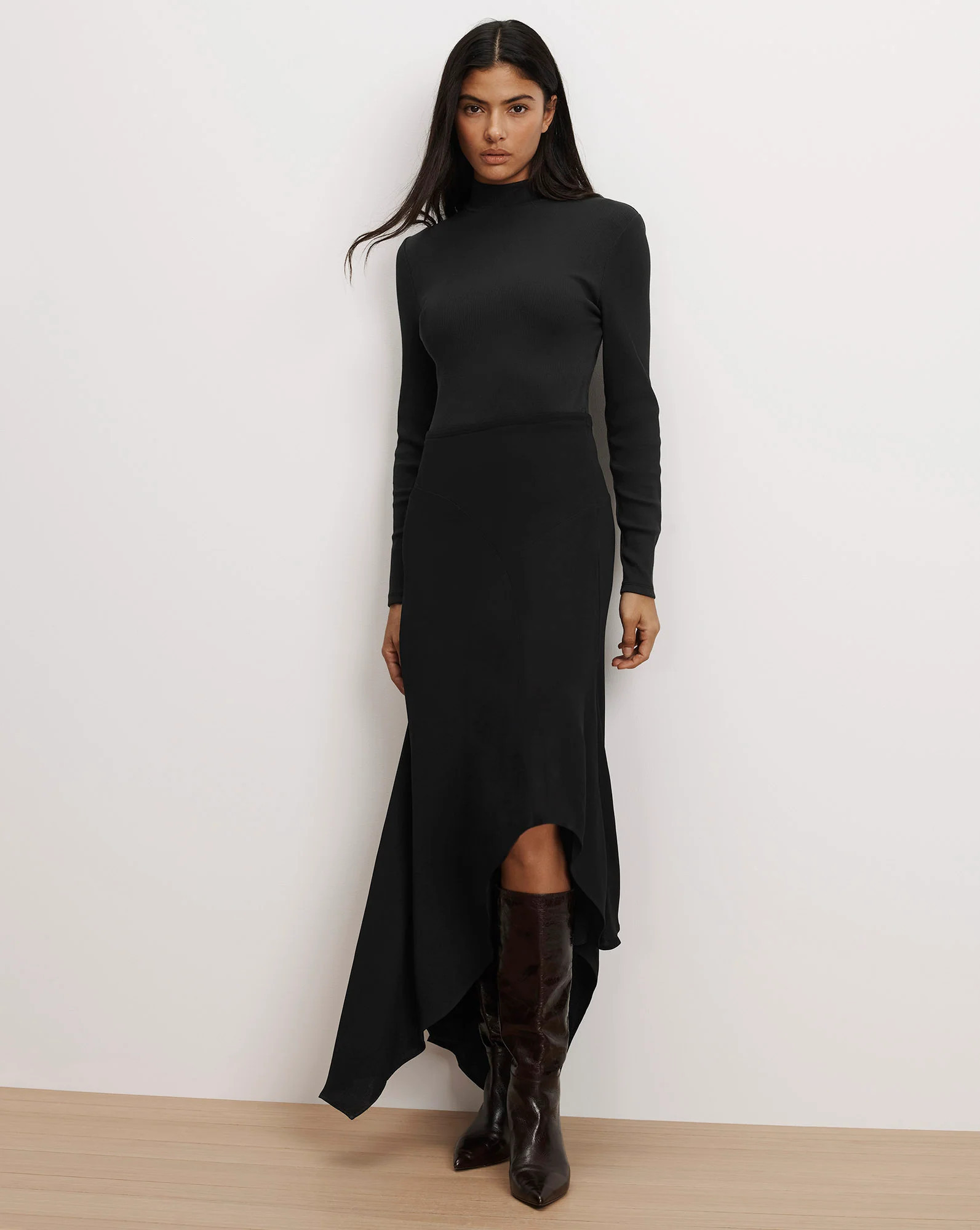 Veronica Beard Thalissa Handkerchief Midi Dress Black | Veronica Beard
