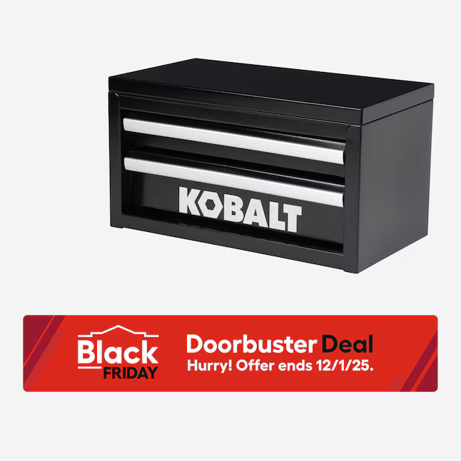 Kobalt Portable tool box 10.83-in W x 5.91-in H x 5.91-in D 2 -Drawer Black Steel Tool Box | Lowe's
