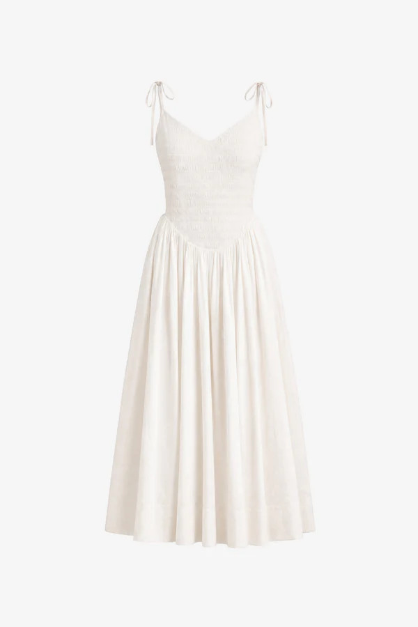 AMAYA SMOCKED MIDI DRESS | Toccin