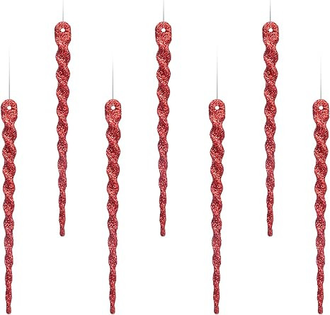 AMS Plastic Christmas Sparkling Glitter Icicle Ornaments 30 Pieces Christmas Tree Decorations for... | Amazon (US)