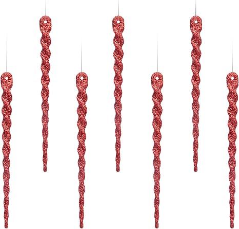 AMS Plastic Christmas Sparkling Glitter Icicle Ornaments 30 Pieces Christmas Tree Decorations for... | Amazon (US)
