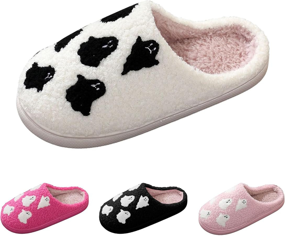 Halloween Slippers for Women Men Retro Memory Foam Plush Fluffy Warm Fuzzy Slippers Holiday Slip-... | Amazon (US)
