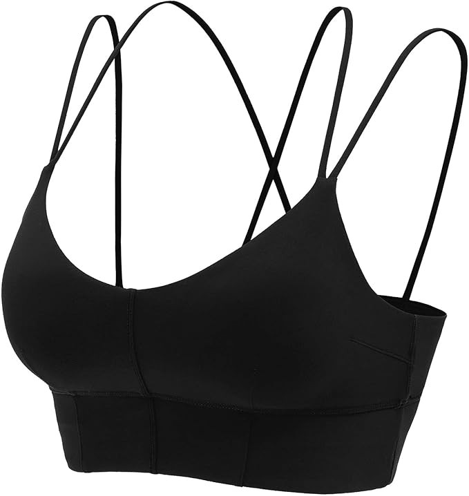 MotoRun Womens Push-up Padded Strappy Sports Bra Cross Back Wirefree Fitness Yoga Top | Amazon (US)