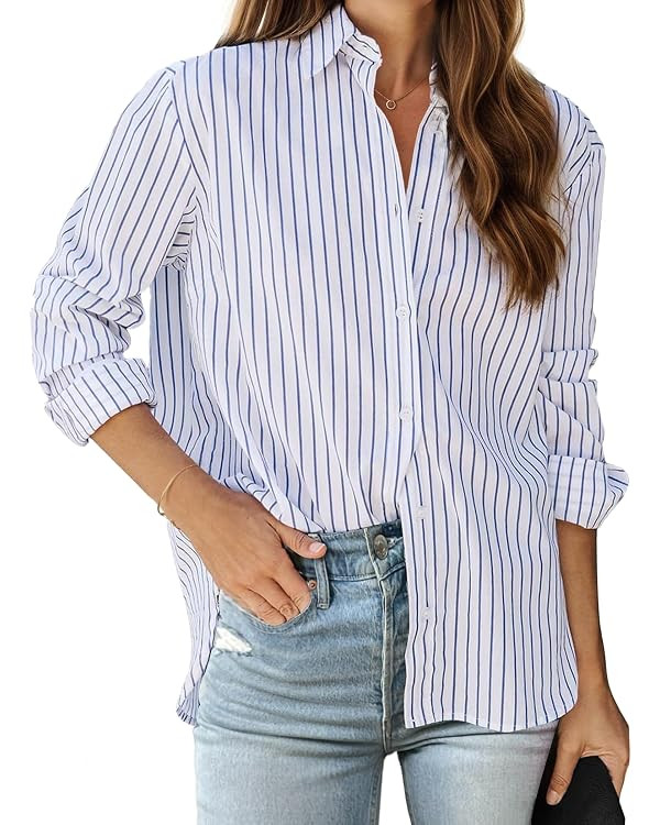 Zeagoo Womens Shirts Button Down Printed Lantern Long Sleeve Blouse Fashion Casual Tops 2025 | Amazon (US)