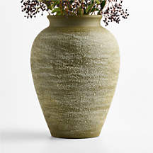 Ophelia Matte Olive Large Vase 17 | Crate & Barrel
