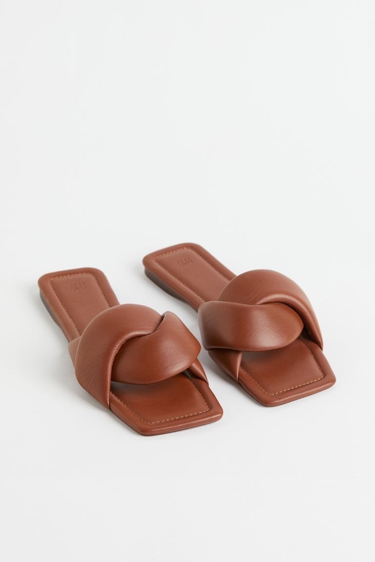Leather Slides - Brown - Ladies | H&M US | H&M (US + CA)