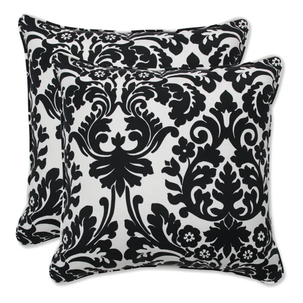 Trilby Damask Indoor/Outdoor Reversible Throw Pillow (Set of 2) | Wayfair North America