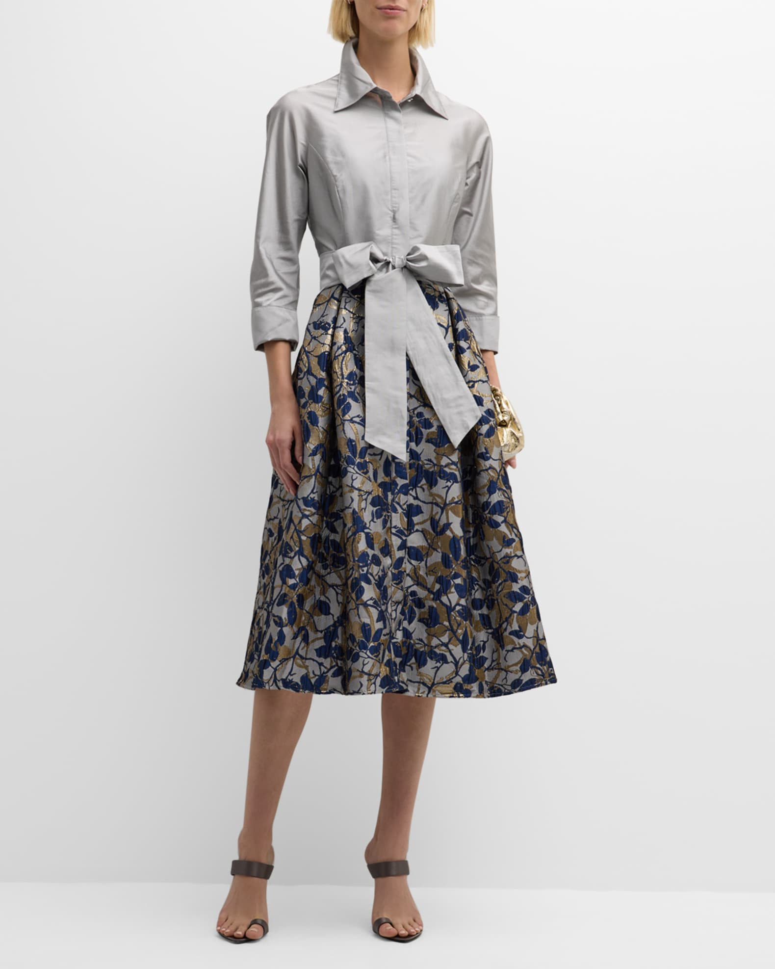 Rickie Freeman for Teri Jon Off-Shoulder High-Low Jacquard Dress | Neiman Marcus