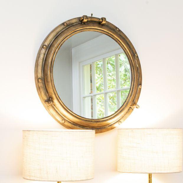 Framed Metal Porthole Mirror | Antique Farm House