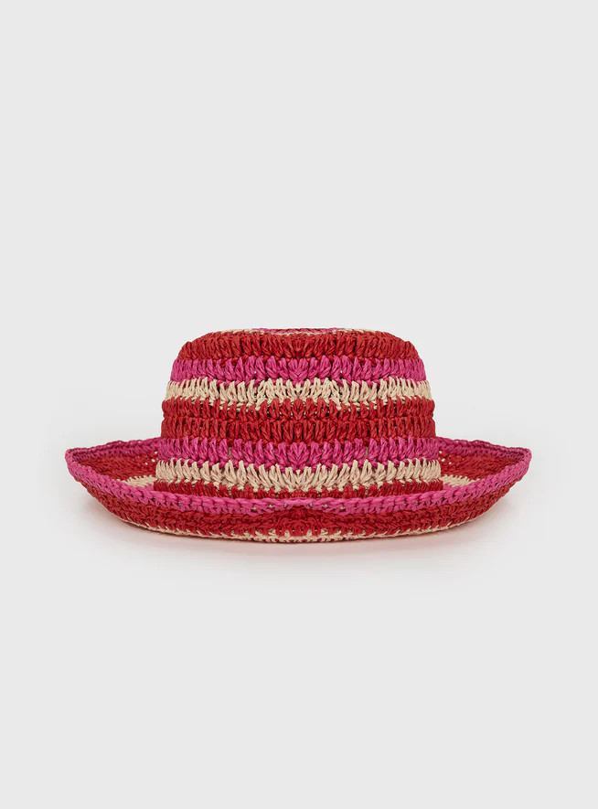 Alonza Crochet Bucket Hat Pink/red | Princess Polly US