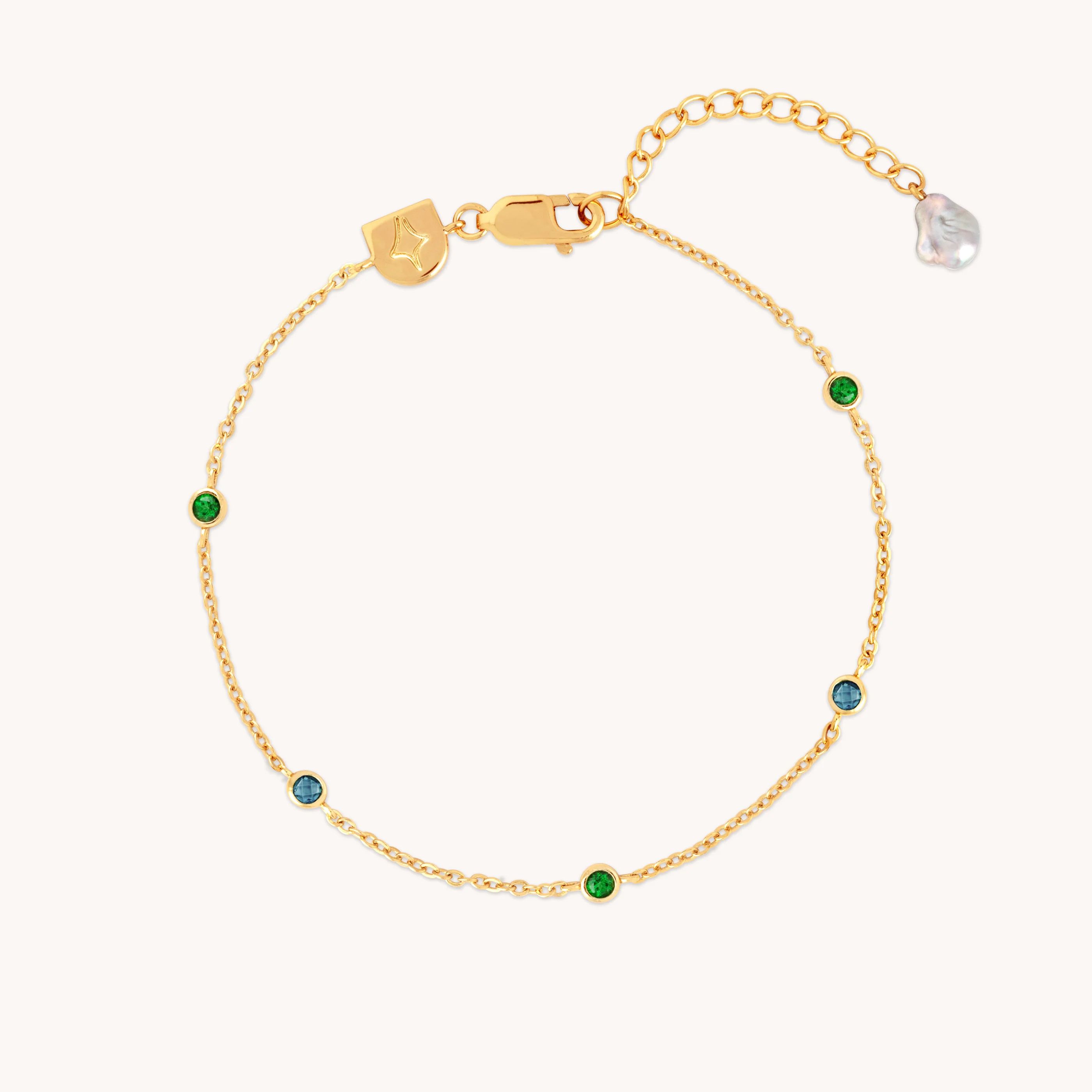 Blue & Green Topaz Gold Charm Bracelet | Astrid & Miyu Bracelets | Astrid and Miyu