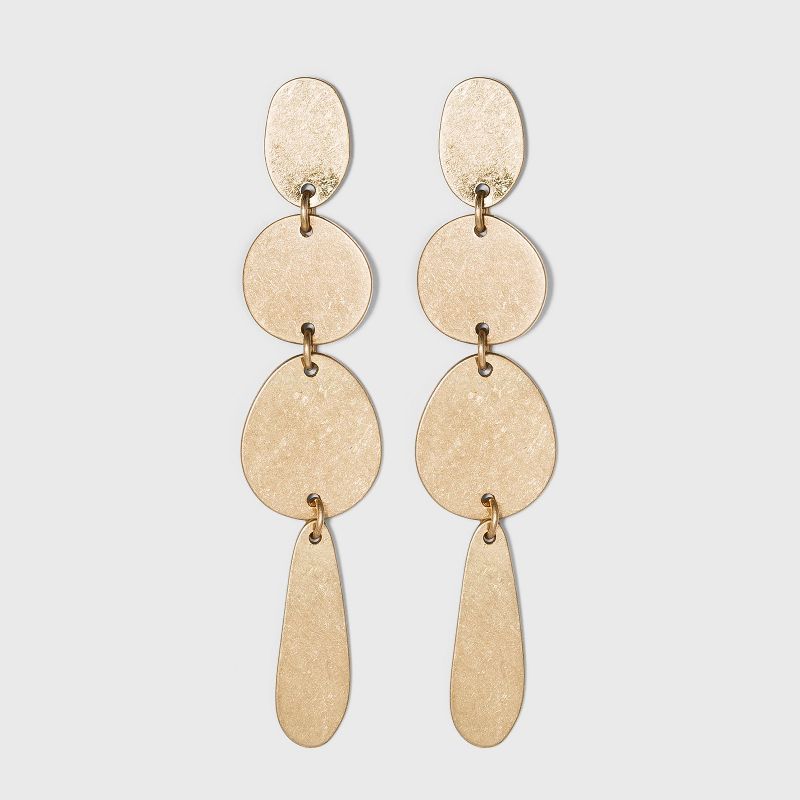 Worn Gold and Brushed Brass Mixed Shape Drop Earrings - Universal Thread&#8482; Gold | Target