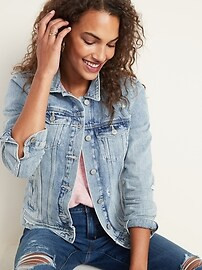 Distressed Jean Jacket For Women | Old Navy (US)
