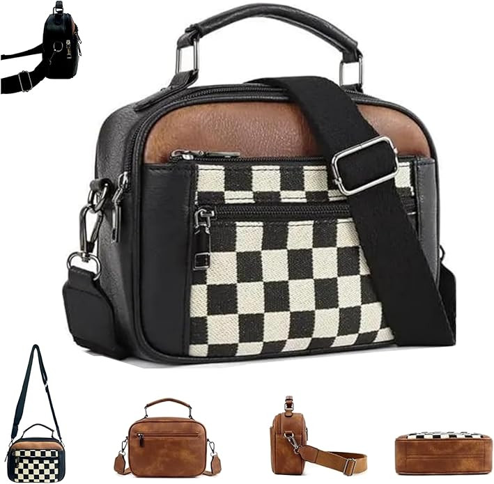 Goderat Checkerboard Pattern Colorblock Crossbody Bag,Checkered Crossbody Checkered Purse Crossbo... | Amazon (US)