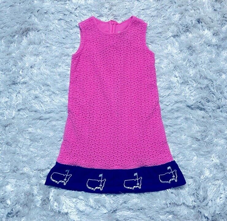 Masters Dress Girls Size 8/10 Medium Pink Eyelet Golf Embroidered Sleeveless  | eBay | eBay US