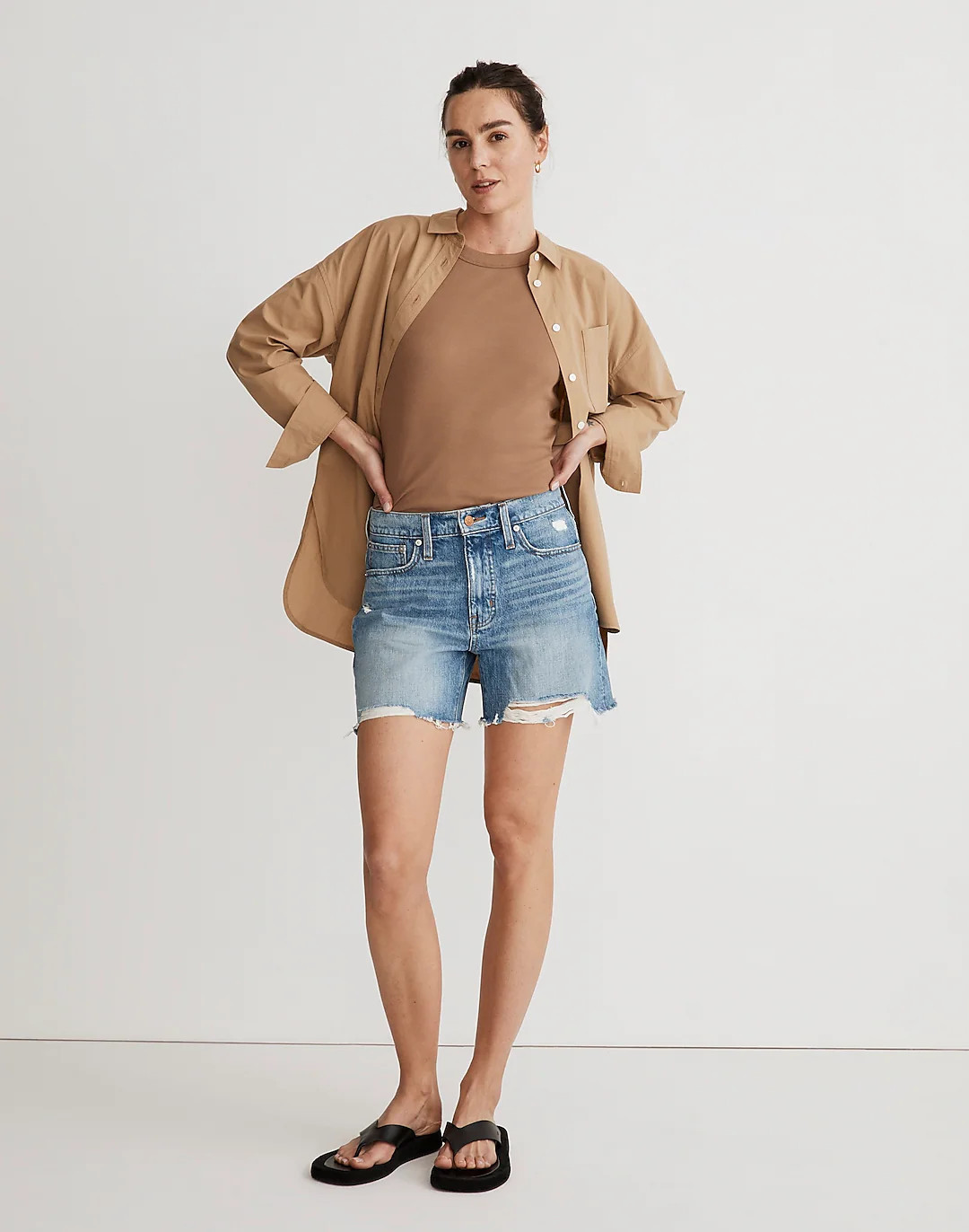 Relaxed Mid-Length Denim Shorts in Brockport Wash | Madewell