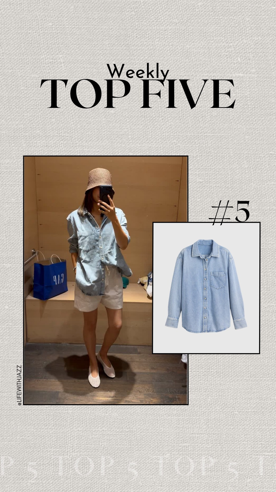 #5 bestseller this week: gap denim oversized shirt 

wearing small, soft & comfortable 

a great layering piece for the summer months 

 #LTKootd