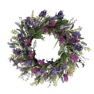 24 in. Artificial Lavender Floral Spring Wreath | The Home Depot
