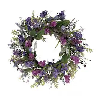 24 in. Artificial Lavender Floral Spring Wreath | The Home Depot