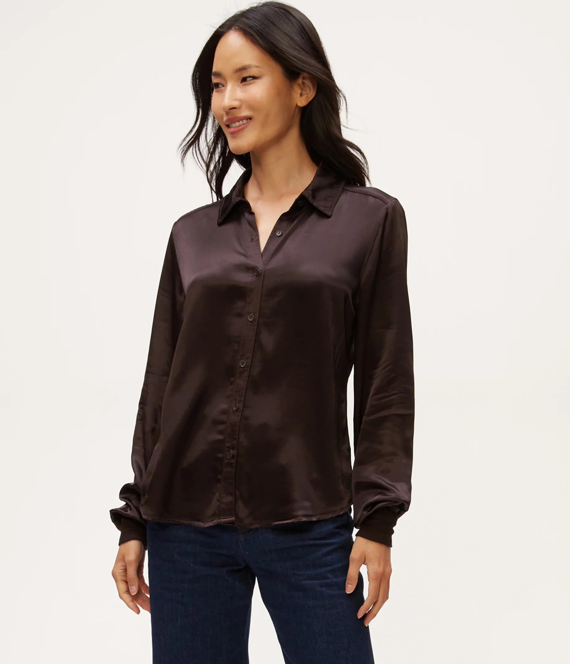 Variant options: Meredith Satin Button Down Shirt | MichaelStars.com