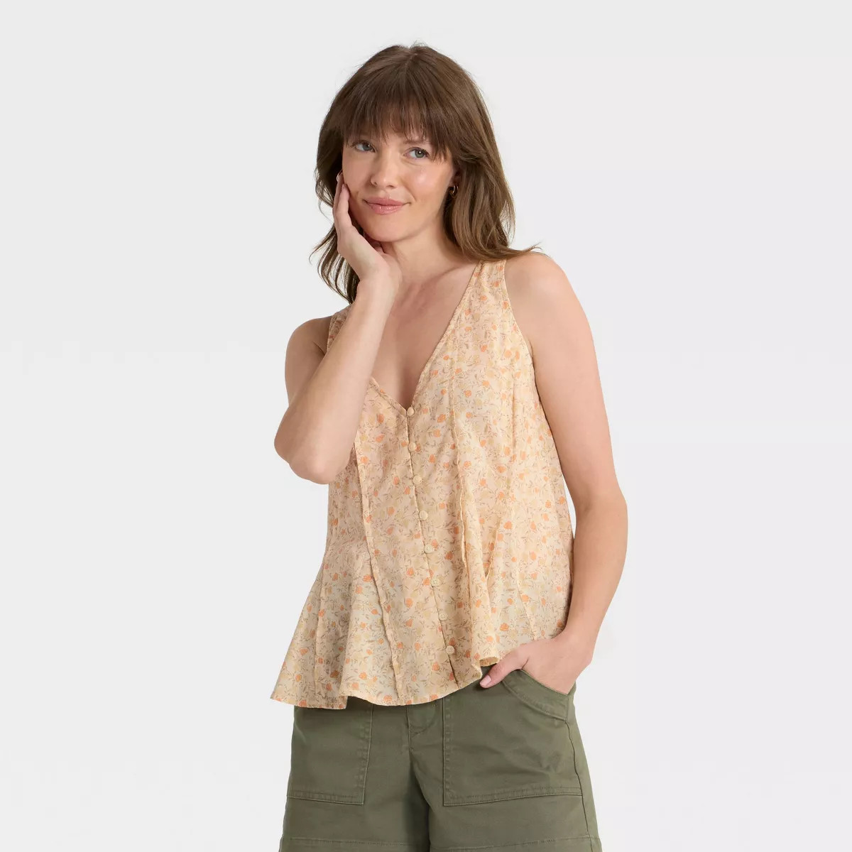 Women's Button-Down Pintuck Tank Top - Universal Thread™ | Target
