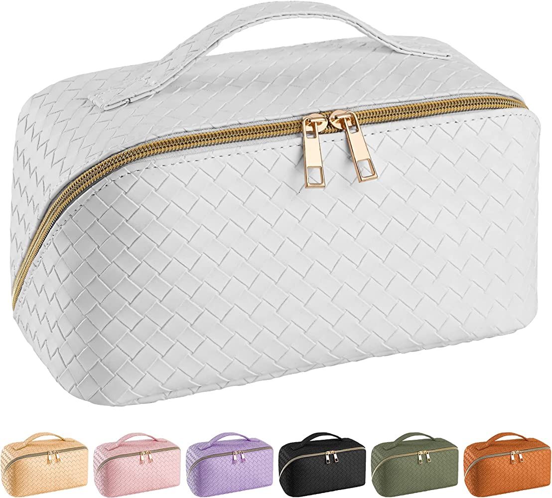 Nhmpretty Large Capacity Travel Cosmetic Bag - Makeup Bag, PU Leather Waterproof Cosmetic Bags, W... | Amazon (US)