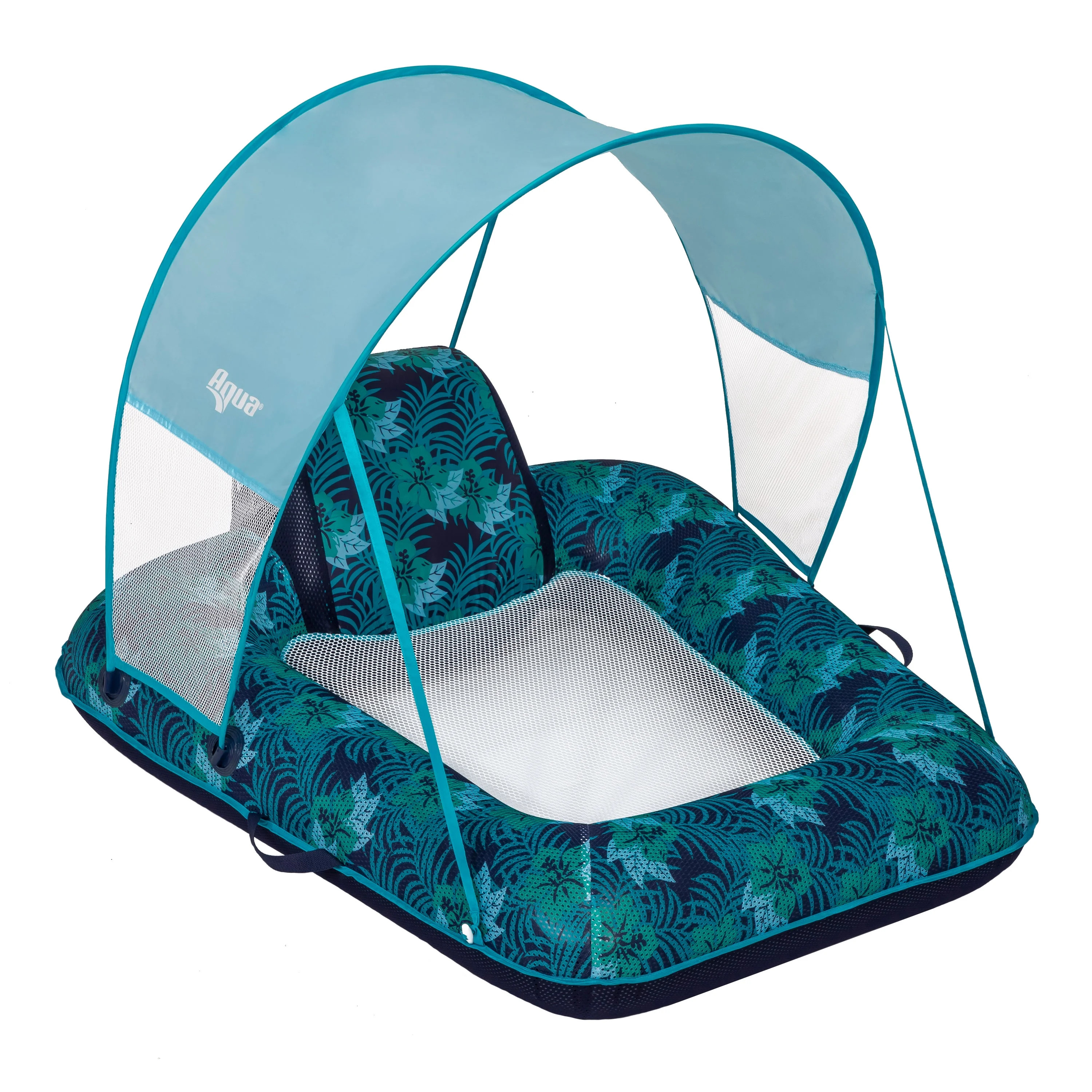 AQUA Zero Gravity Pool Chair Lounge, Pool Float for Adults with Removable Canopy, Blue | Walmart (US)