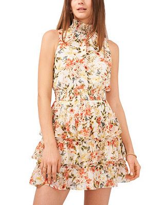 Sleeveless Smocked Neck Dress with Ruffle Tiered Skirt | Macys (US)