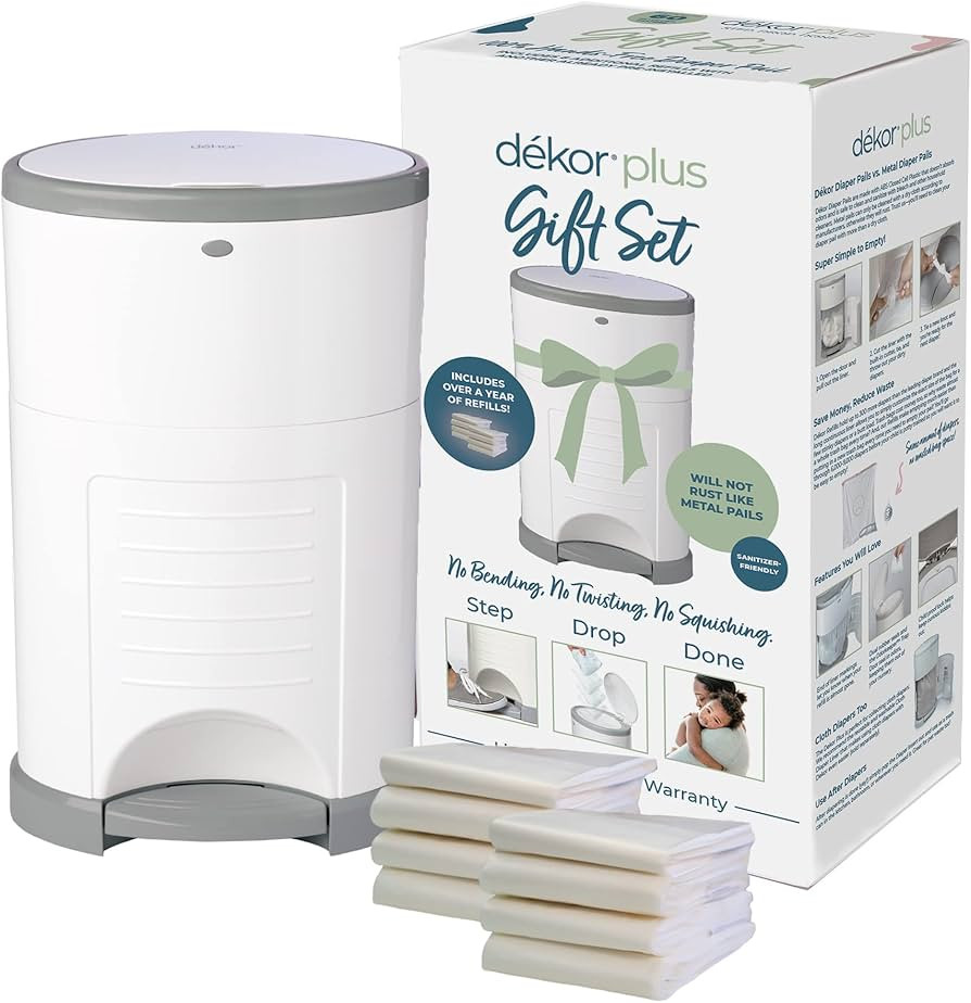 Diaper Dekor Plus Diaper Pail Gift Set – White | Comes with up to a Year's Supply Worth of Diap... | Amazon (US)