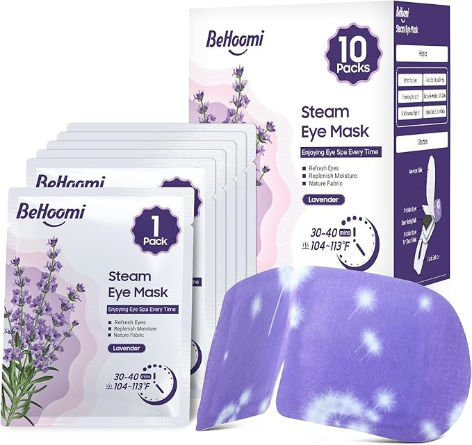 BeHoomi Lavender Scented Steam Eye Mask – 10 Pack, Self-Heating Warm Compress for Eyes, Soothin... | Amazon (UK)