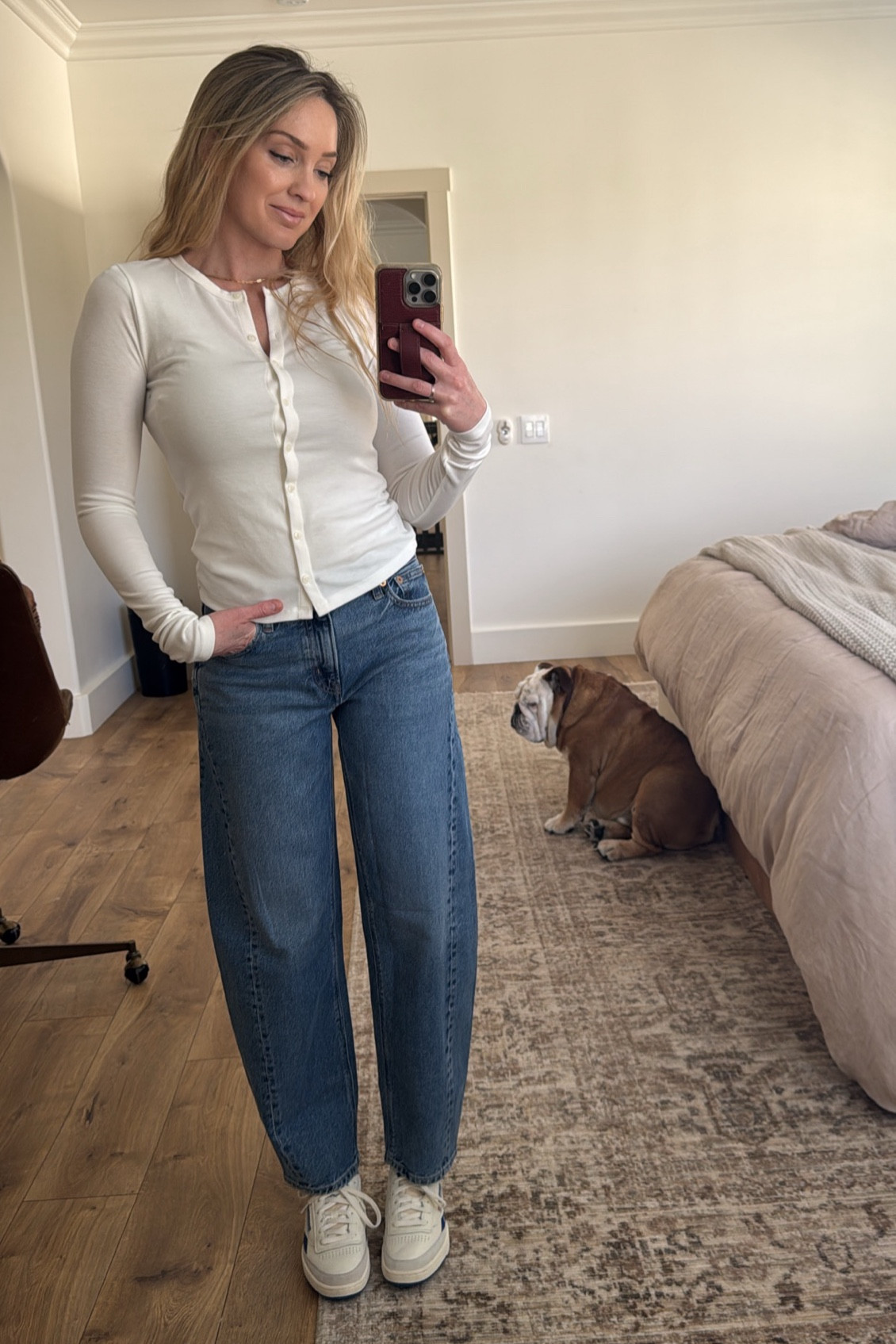 The jeans version of the barrel pants I shared previously— these ones I went with my normal size! The jeans definitely fit a little more TTS as opposed to the tan ones. Also went back for more colors in this sweater cuz I’m OBSESSED. This is the plain white and I also have and love the heather gray  wearing my normal top size- small. 

#LTKMostLoved #LTKFindsUnder50 #LTKSaleAlert
