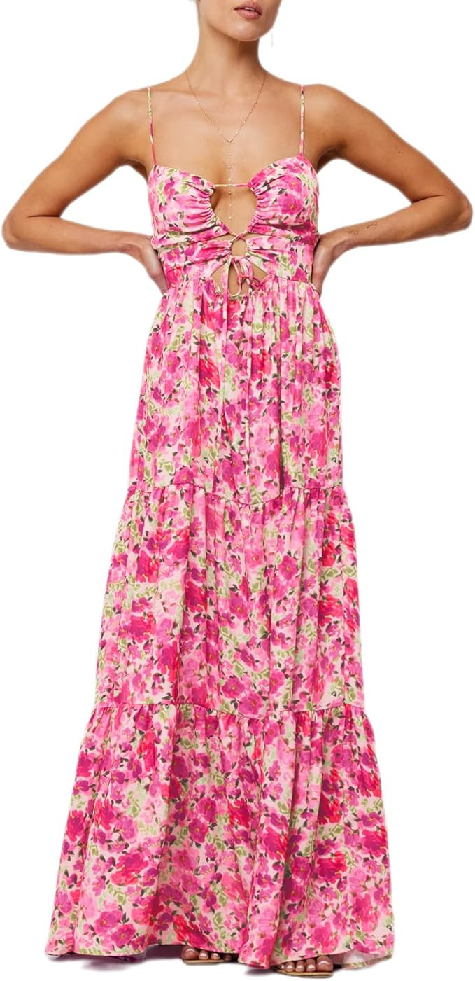 Women Boho Graphic Cami Maxi Dress Spaghetti Strap Flowy Long Beach Sun Dress Summer Vacation Flo... | Amazon (US)