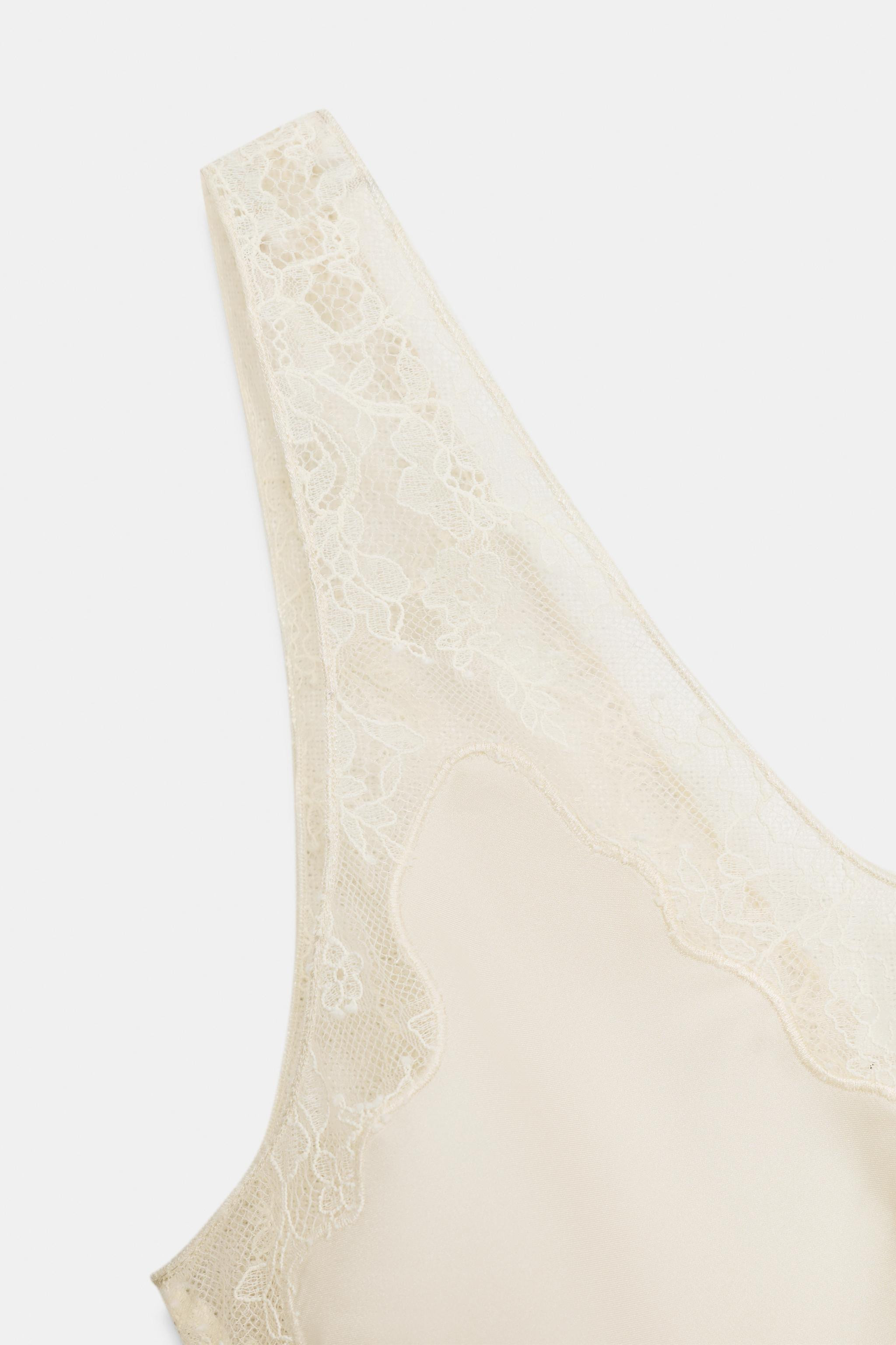 ZW COLLECTION SATIN LACE TOP | Zara UK