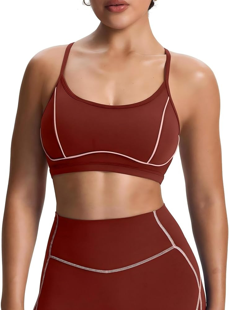 Aoxjox Women's Workout Sports Bras Fitness Training Gym Lexi Lined Bra Yoga Crop Tank | Amazon (US)
