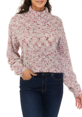 TRUE CRAFT Women's Long Sleeve Cropped Turtleneck Sweater, Coral, X-Large | Belk