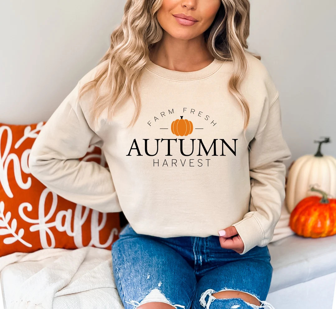 Farm Fresh Autumn Harvest | Pumpkins | Fall Sweatshirt | Unisex Sweatshirt | Cute Fall Sweatshirt... | Etsy (US)