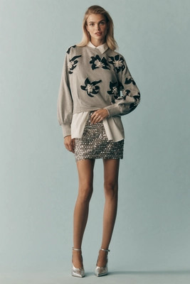 Ollari Deco Floral Embellished Pullover | Anthropologie (US)