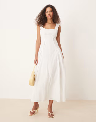ASOS DESIGN prairie square neck maxi dress with dropped waist in white | ASOS | ASOS (Global)
