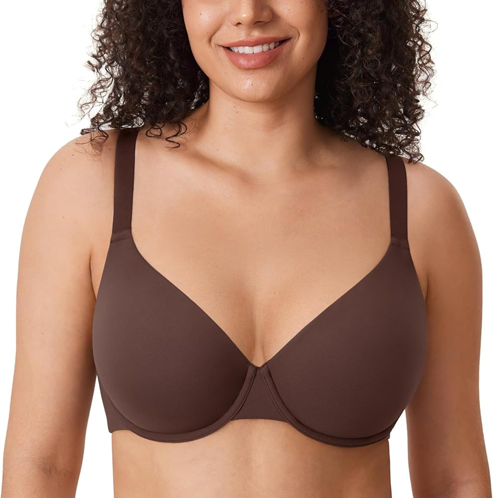 DELIMIRA Women's Inbarely Plus Plunge Bra Full Coverage Plus Size Unlined Underwire Bras | Amazon (US)
