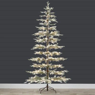 Pre-Lit Flocked Sparse Christmas Tree w/ 2-in-1 LEDs, Cordless Connection, Metal Stand | Wayfair North America