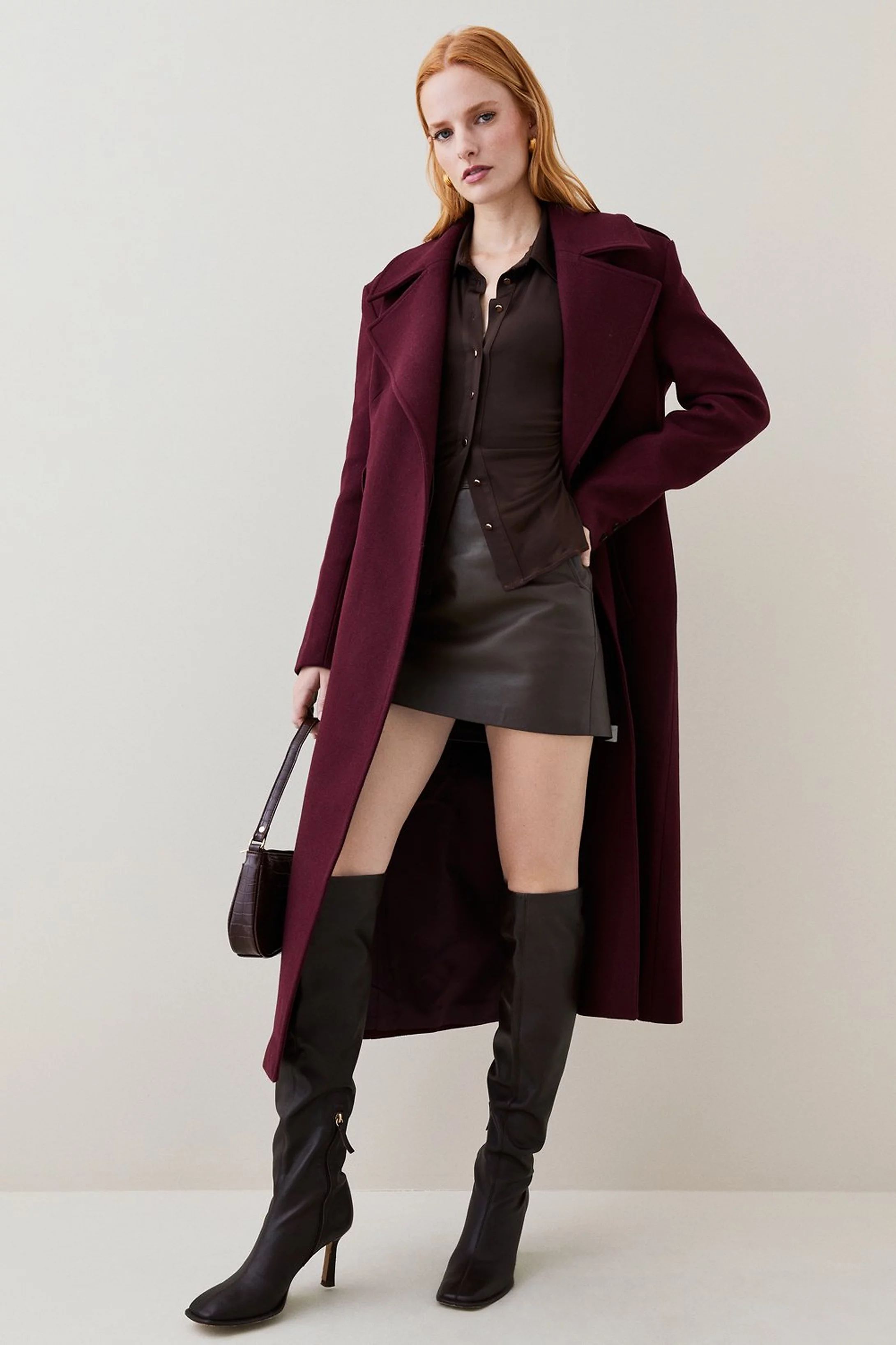 Italian Wool Strong Shoulder Coat | Karen Millen UK + IE + DE + NL