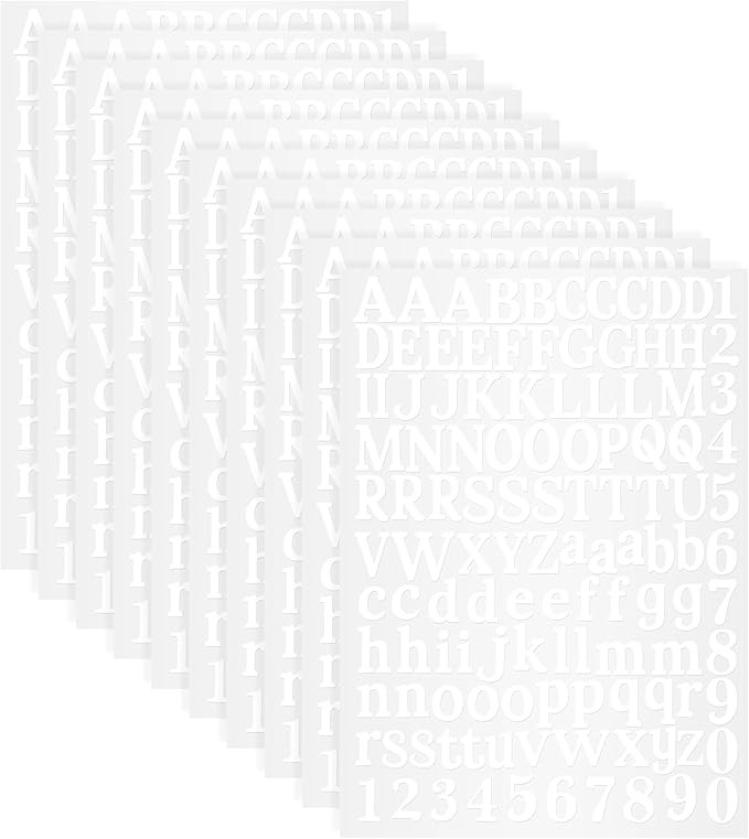 10 Sheets Vinyl Letter Stickers, 1200 Pcs Self-Adhesive Number and Alphabets Stickers, Mailbox Nu... | Amazon (US)